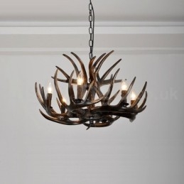 6 Ljus Rustik Konstnärlig Retro Antler Svart Ljuskrona