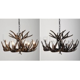 6 Ljus Rustik Konstnärlig Retro Antler Svart Ljuskrona