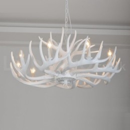 9 Ljus Rustik Konstnärlig Retro Horn Vit Ljuskrona