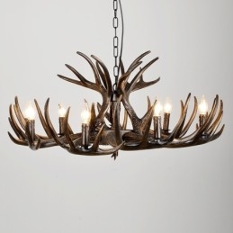 9 Ljus Rustik Konstnärlig Retro Antler Svart Ljuskrona