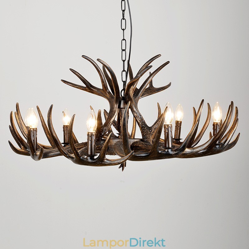 9 Ljus Rustik Konstnärlig Retro Antler Svart Ljuskrona