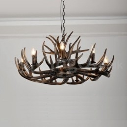9 Ljus Rustik Konstnärlig Retro Antler Svart Ljuskrona