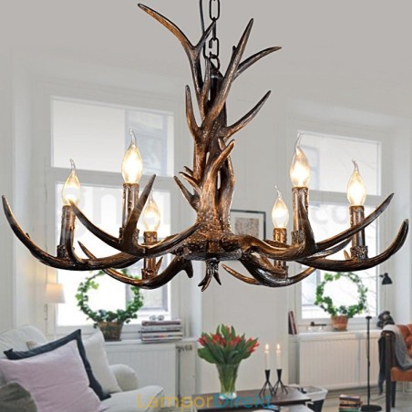 6 Ljus Rustik Konstnärlig Retro Antler Svart Vintage Ljuskrona 6 Ljus Rustik Konstnärlig Retro Antler Svart Vintage Ljuskrona