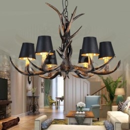 6 Ljus Rustik Konstnärlig Retro Antler Svart Vintage Ljuskrona