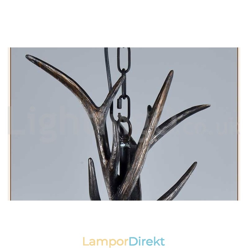 6 Ljus Rustik Konstnärlig Retro Antler Svart Vintage Ljuskrona