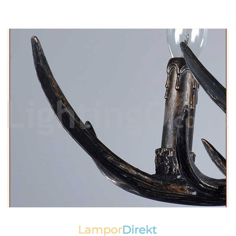 6 Ljus Rustik Konstnärlig Retro Antler Svart Vintage Ljuskrona