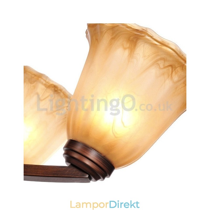 Rustik 6 Glödlampor Glas Lampskärm Rostfri Ljuskrona