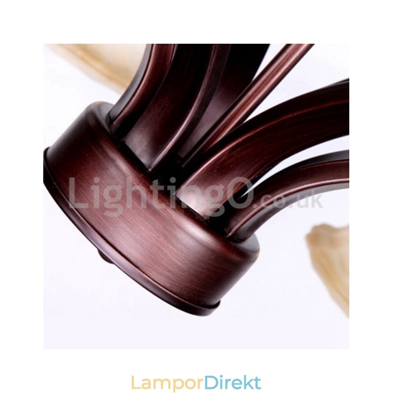 Rustik 6 Glödlampor Glas Lampskärm Rostfri Ljuskrona