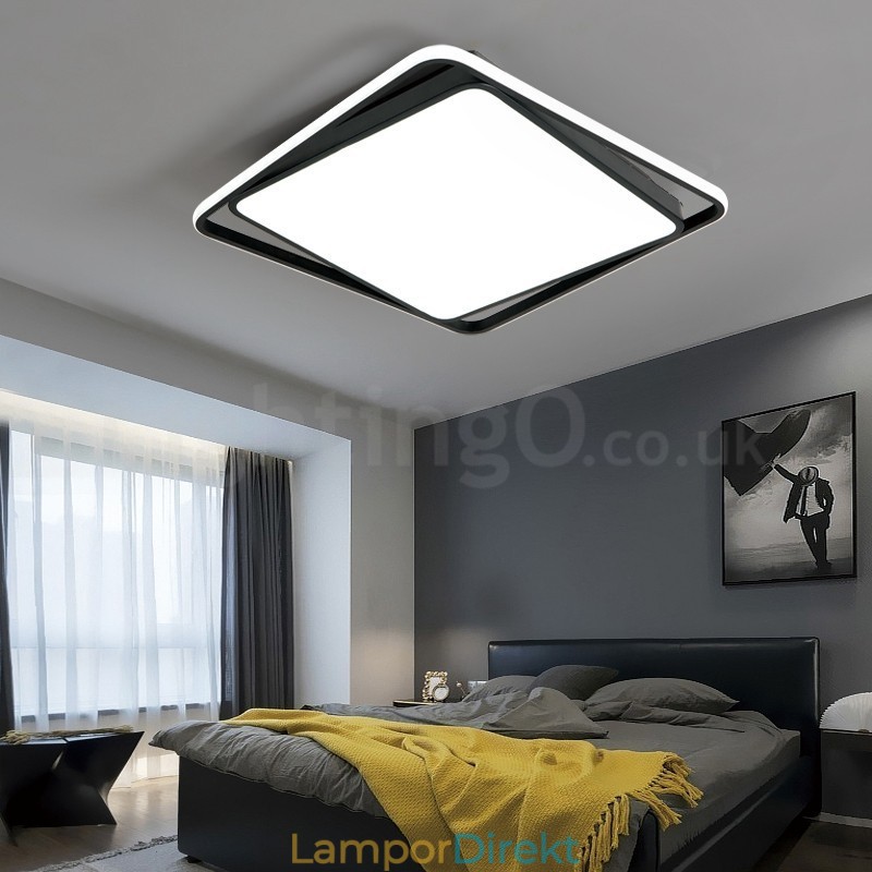 Modern Utsökt Svart Vit Fyrkantig Infälld Taklampa