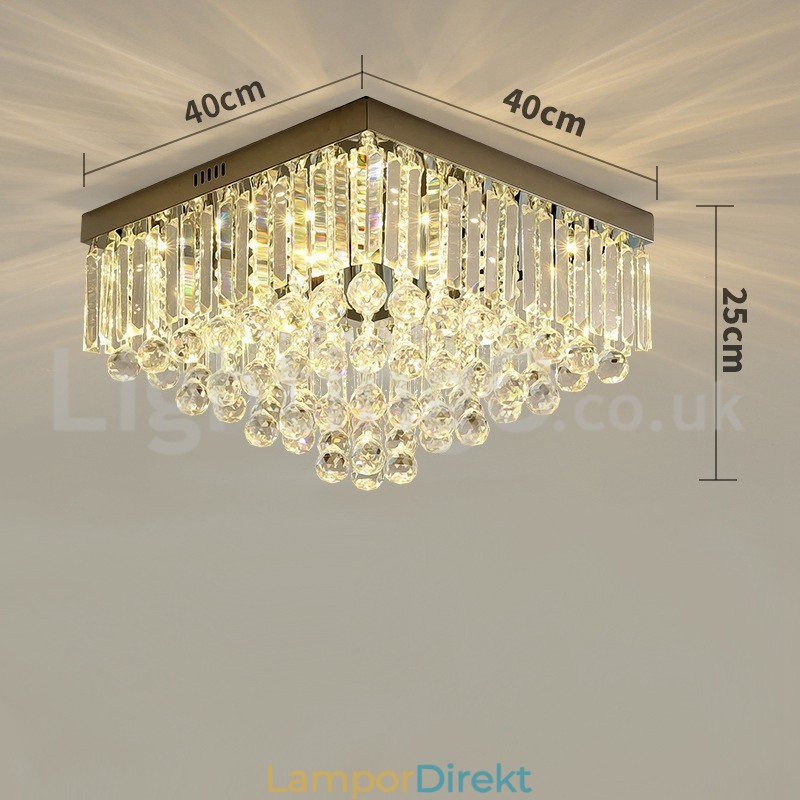 Moderna 40 Cm 50 Cm Fyrkantiga Kristallinfällda Taklampor