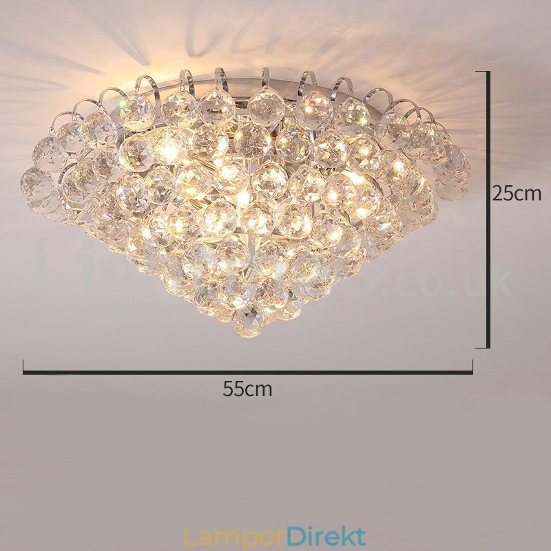 Samtida 30 Cm 55 Cm Runda Kristallinfällda Taklampor