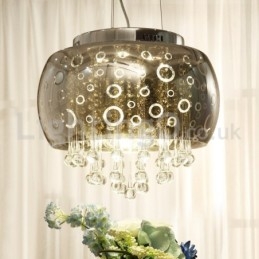 Modern 40Cm Rund Glaslampa Skärm Crystal Pendellampa