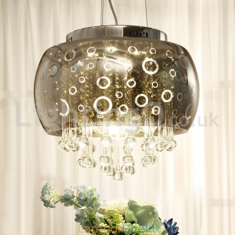 Modern 40Cm Rund Glaslampa Skärm Crystal Pendellampa