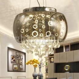 Modern 40Cm Rund Glaslampa Skärm Crystal Pendellampa