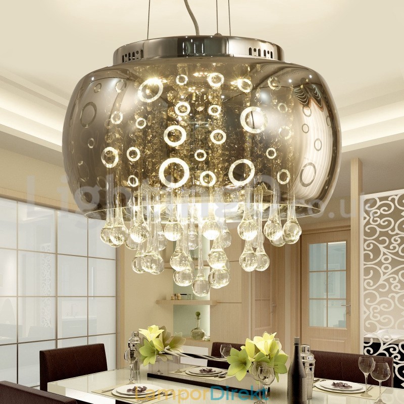 Modern 40Cm Rund Glaslampa Skärm Crystal Pendellampa
