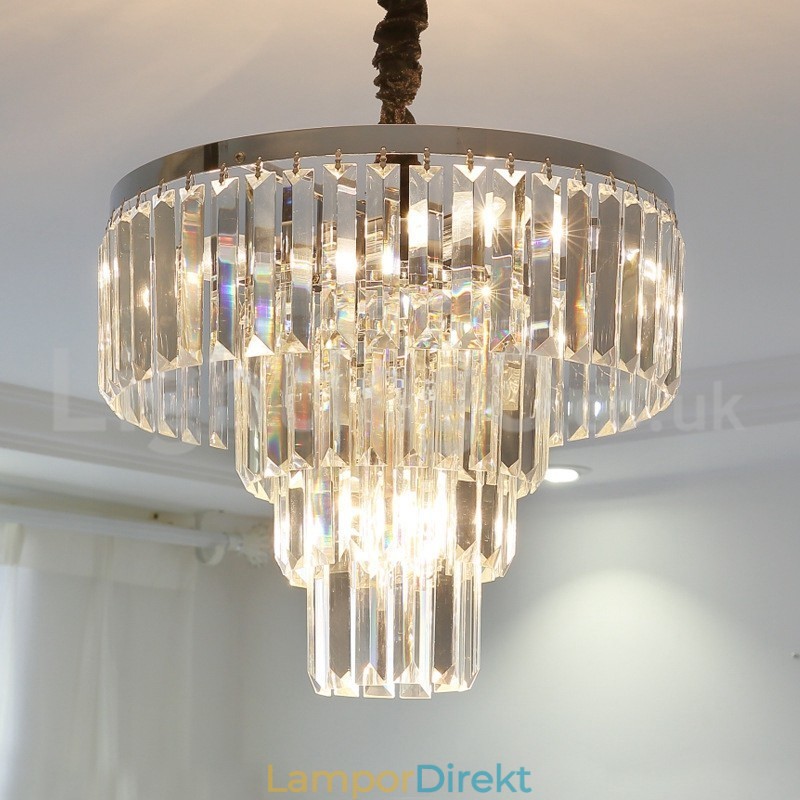 Elegant Billig Modern 4-Lagers Rund Kristall Taklampa