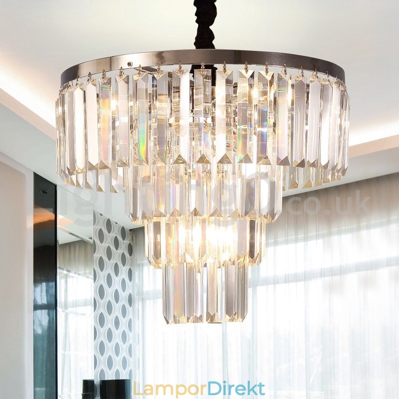 Elegant Billig Modern 4-Lagers Rund Kristall Taklampa
