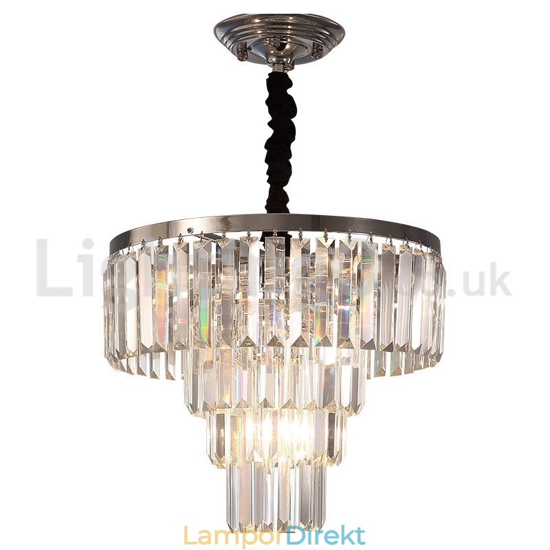 Elegant Billig Modern 4-Lagers Rund Kristall Taklampa