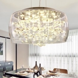 Modern 40Cm 50Cm Rund Klarglas Lampskärm Crystal Pendel Light