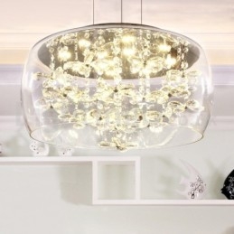 Modern 40Cm 50Cm Rund Klarglas Lampskärm Crystal Pendel Light