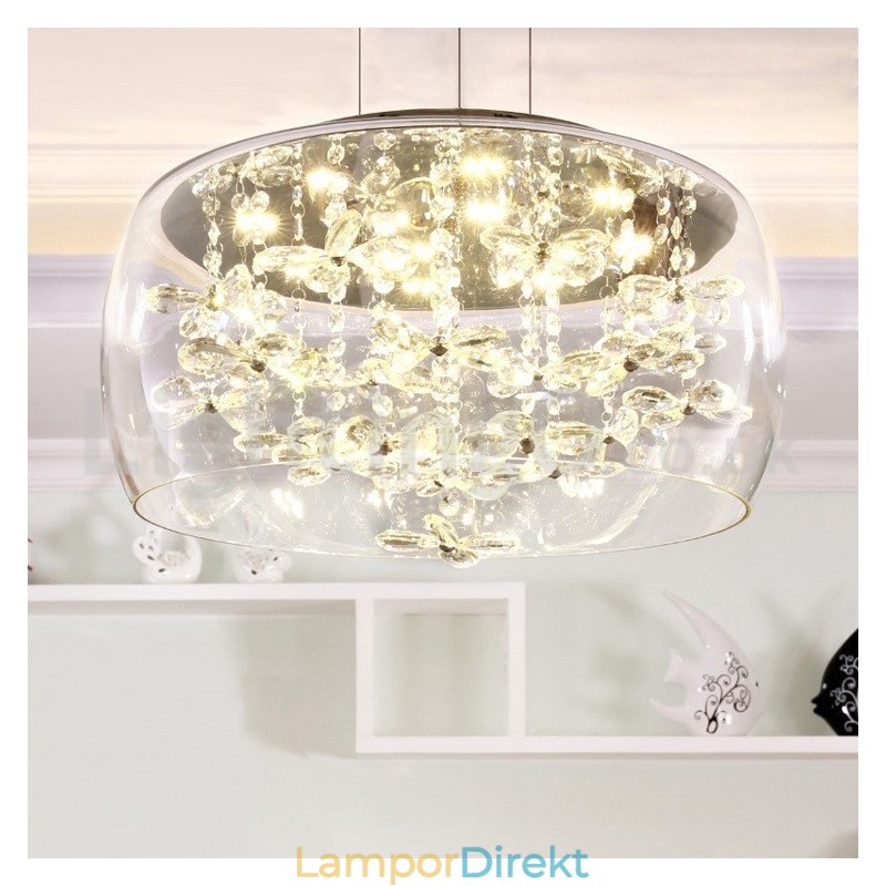 Modern 40Cm 50Cm Rund Klarglas Lampskärm Crystal Pendel Light