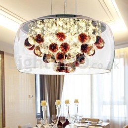Modern 40Cm 50Cm Rund Klarglas Lampskärm Crystal Pendel Light