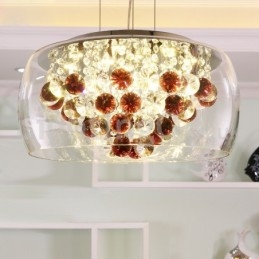 Modern 40Cm 50Cm Rund Klarglas Lampskärm Crystal Pendel Light
