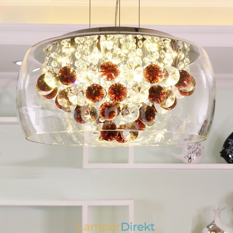 Modern 40Cm 50Cm Rund Klarglas Lampskärm Crystal Pendel Light