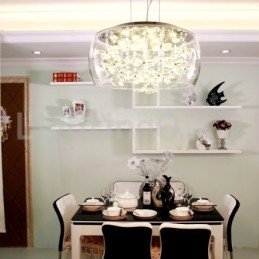 Modern 40Cm 50Cm Rund Klarglas Lampskärm Crystal Pendel Light