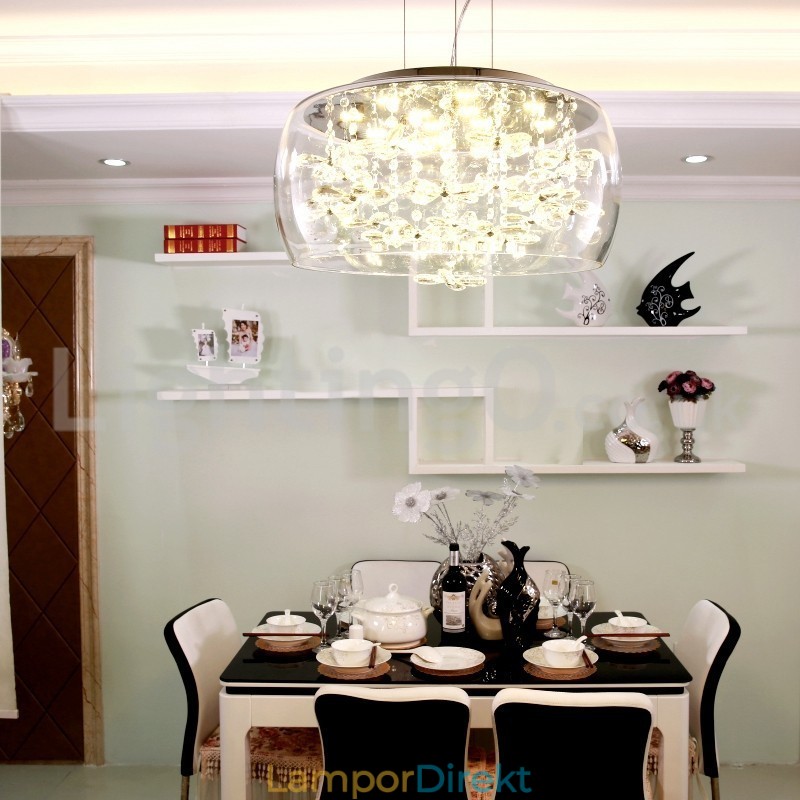 Modern 40Cm 50Cm Rund Klarglas Lampskärm Crystal Pendel Light