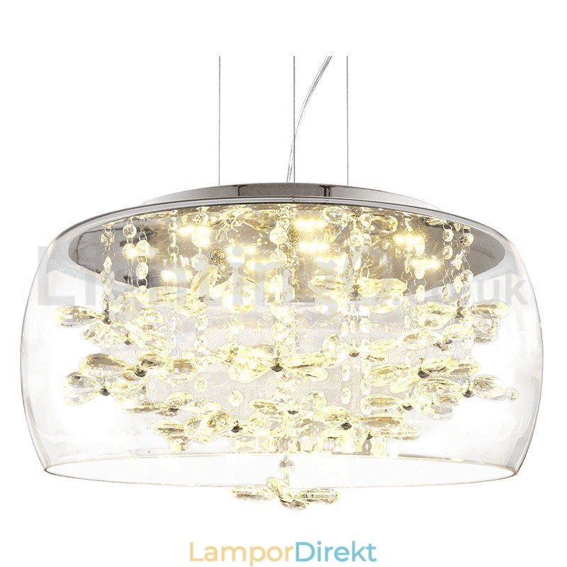 Modern 40Cm 50Cm Rund Klarglas Lampskärm Crystal Pendel Light