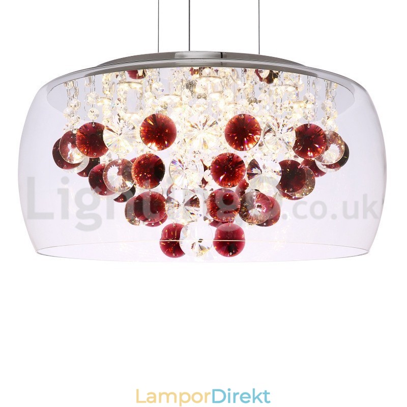 Modern 40Cm 50Cm Rund Klarglas Lampskärm Crystal Pendel Light