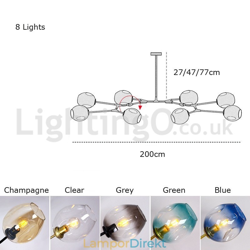 Nordic Modern Magic Bean Glaskrona Molecular Chandelier