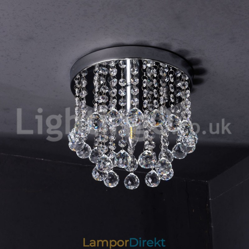 Modern Rund Kristallkrona Veranda Flush Mount Light