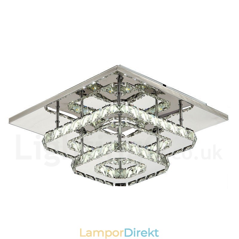 Dimbar Modern Fyrkantig Kristall Infälld Taklampa Med Fjärrkontroll