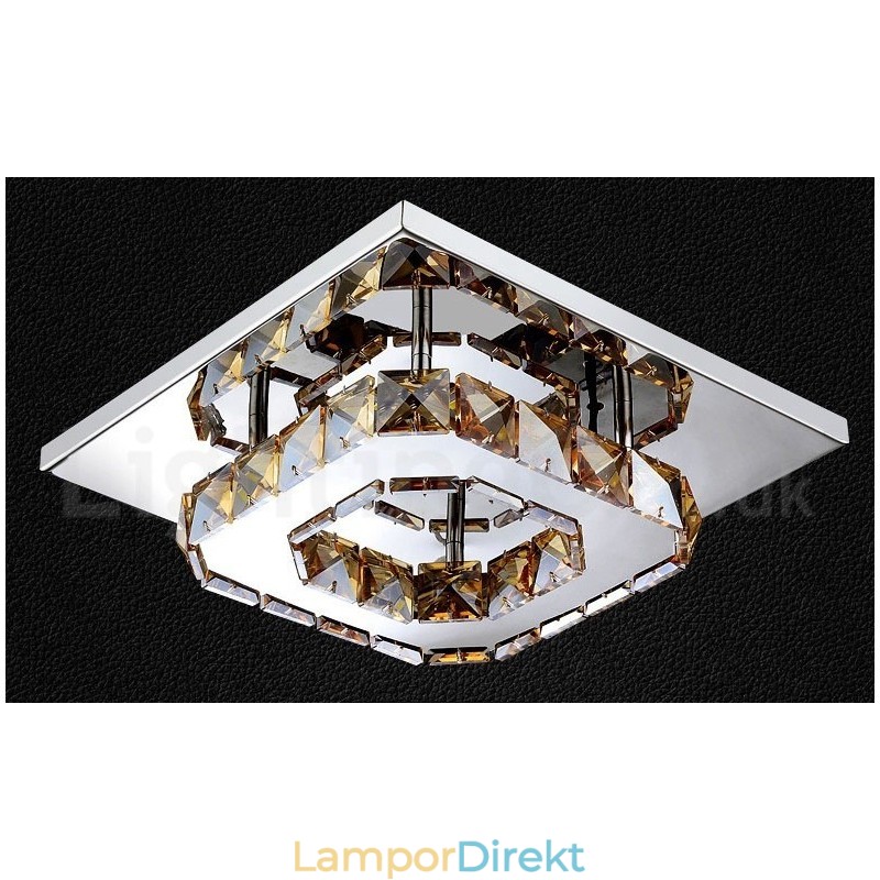 Dimbar Modern Fyrkantig Kristall Infälld Taklampa Med Fjärrkontroll
