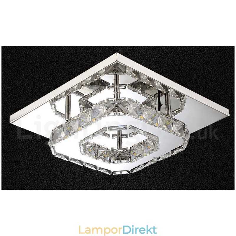 Dimbar Modern Fyrkantig Kristall Infälld Taklampa Med Fjärrkontroll