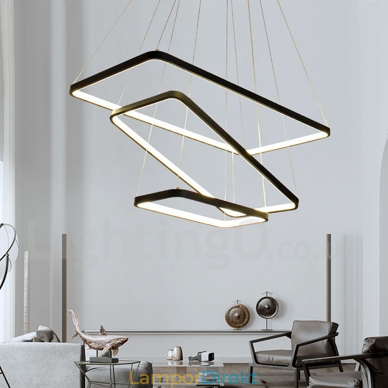 Dimbar Taklampa Med Fjärrkontroll Modern Design Tre Rektanglar