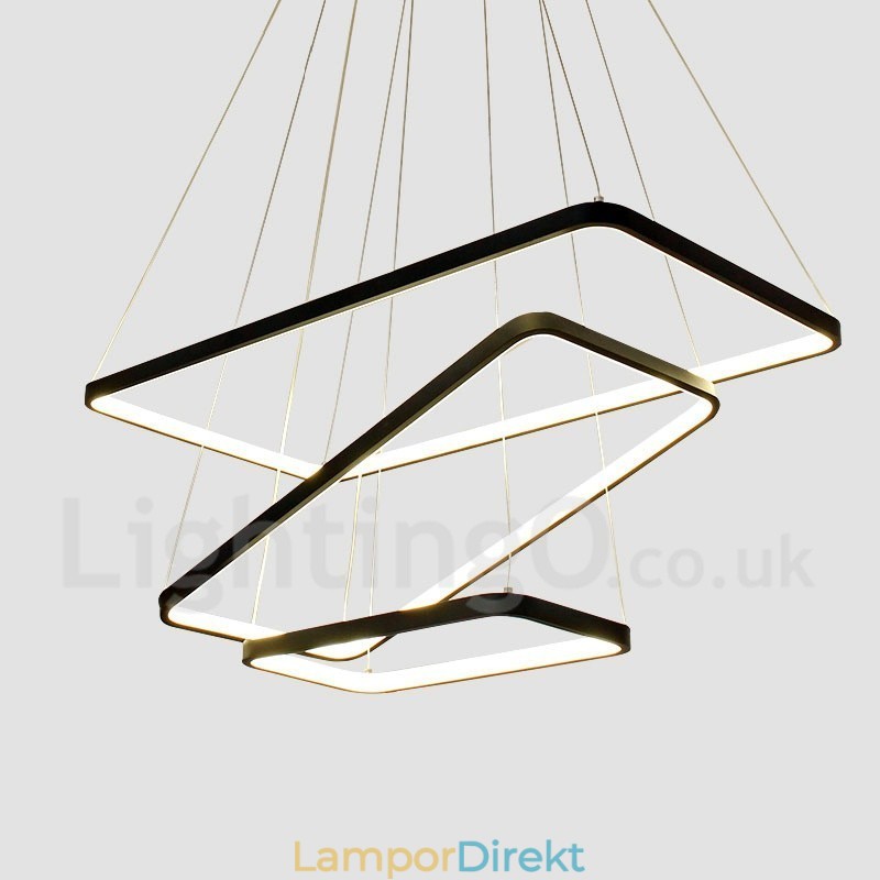 Dimbar Taklampa Med Fjärrkontroll Modern Design Tre Rektanglar