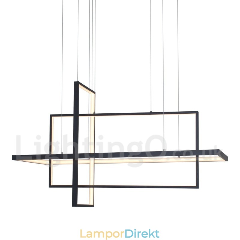 Dimbar Taklampa Med Fjärrkontroll Modern Design Tre Rektanglar