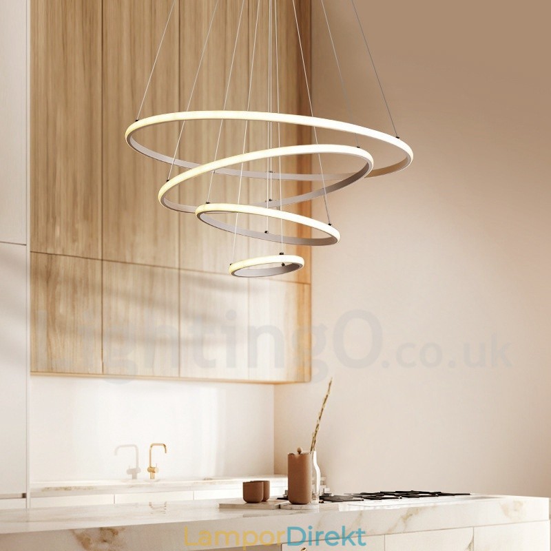 Dimbar Outside The Circles Light Pendellampa Med Fjärrkontroll Ringar I Modern Design