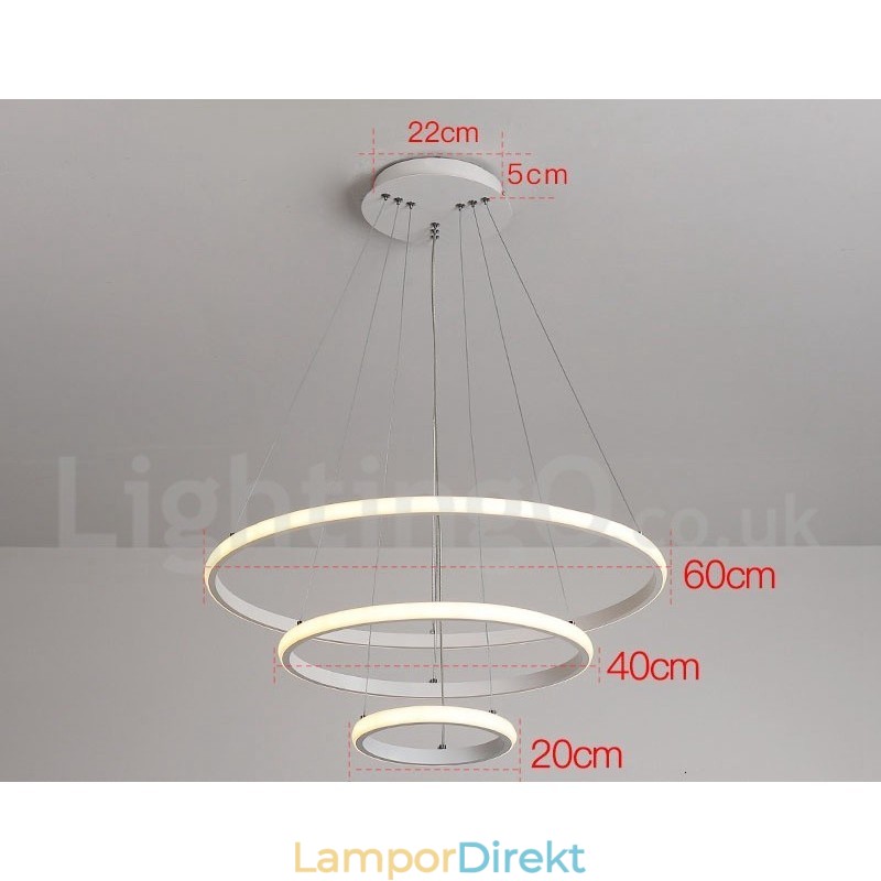 Dimbar Outside The Circles Light Pendellampa Med Fjärrkontroll Ringar I Modern Design