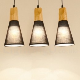 Wood Modern 1 Light 3 Lights Pendellampa Med Tygskärm