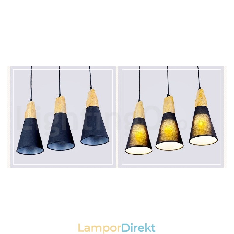 Wood Modern 1 Light 3 Lights Pendellampa Med Tygskärm