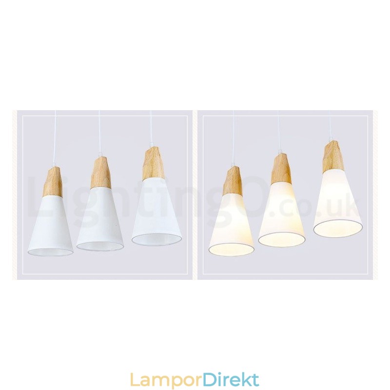 Wood Modern 1 Light 3 Lights Pendellampa Med Tygskärm