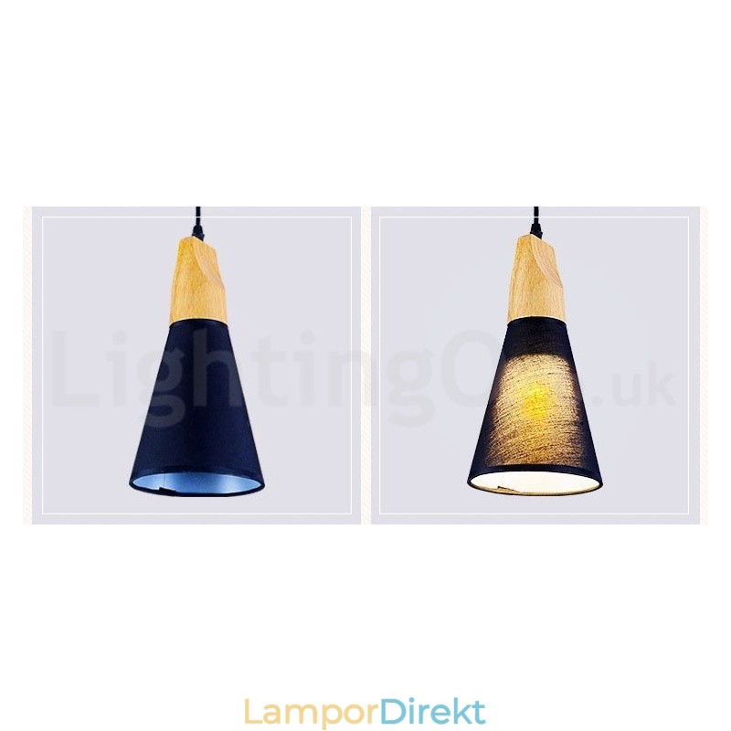 Wood Modern 1 Light 3 Lights Pendellampa Med Tygskärm