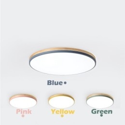 Dimbar Ultratunn Multi Colors Rund Trä Taklampa Med Akrylskärm Taklampa Nordic Style