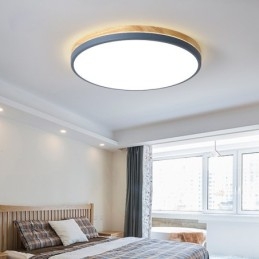 Dimbar Ultratunn Multi Colors Rund Trä Taklampa Med Akrylskärm Taklampa Nordic Style