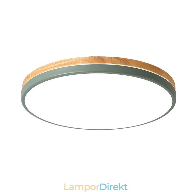 Dimbar Ultratunn Multi Colors Rund Trä Taklampa Med Akrylskärm Taklampa Nordic Style