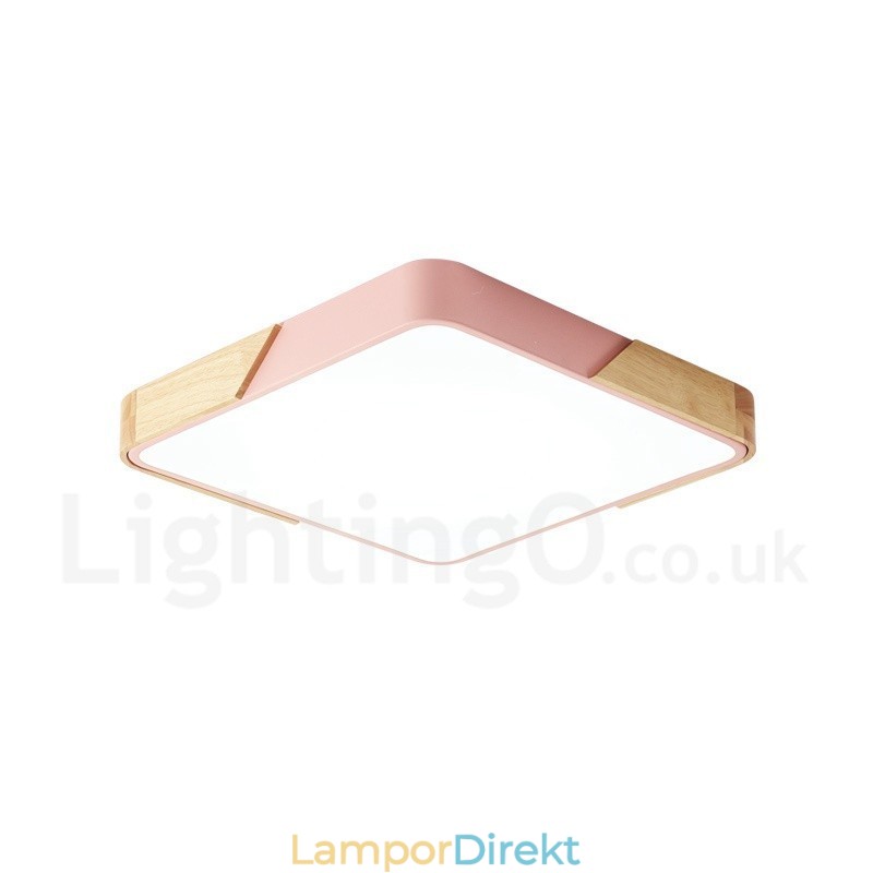 Dimbar Ultratunn Multi Colors Fyrkantig Trä Taklampa Med Akrylskärm Taklampa Nordic Style